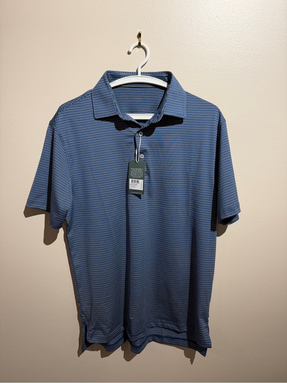 Genteal‎ Heathered Pinstripe Performance Polo Gingko Small MSRP $99